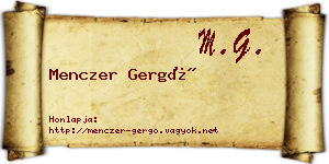Menczer Gergő névjegykártya